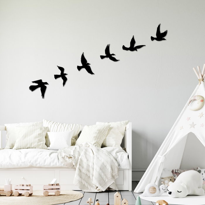 Wallity Flying Birds Escultura de Pared de Metal Negro
